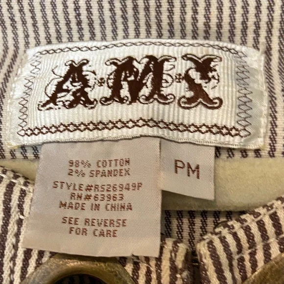 AMX Striped Brown Women's Jacket Medium Petite - Picture 2 of 8
